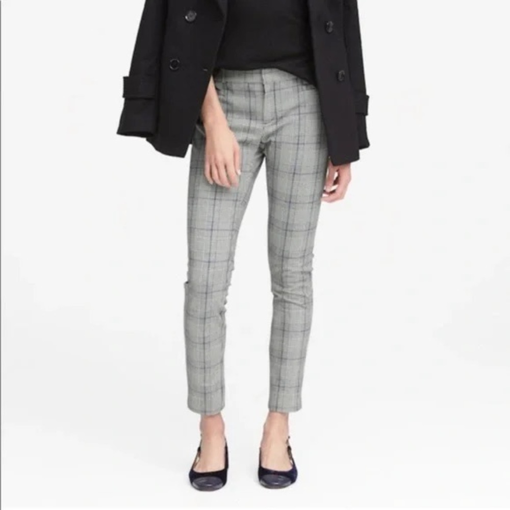 NWT BANANA REPUBLIC Checkered Houndstooth SLOAN Slimming Stretch Ankle Pants 8